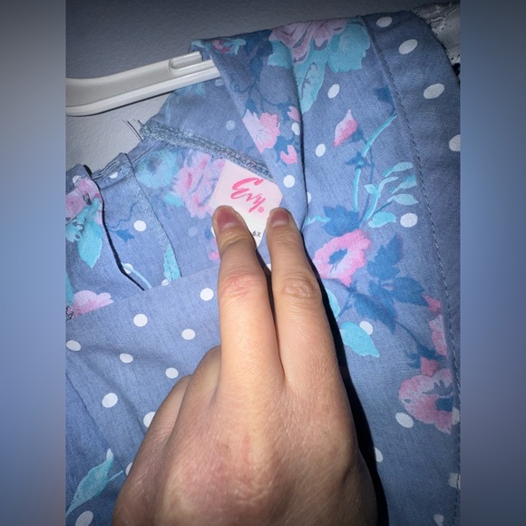 Vintage Blue Floral Jumpsuit with Pink Accents - Picture 4 of 8